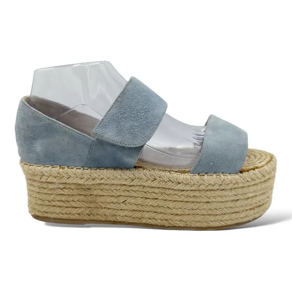 Jeffrey‎ Campbell Light Blue Suede Espadrille Platform Wedge Sandal Size 9